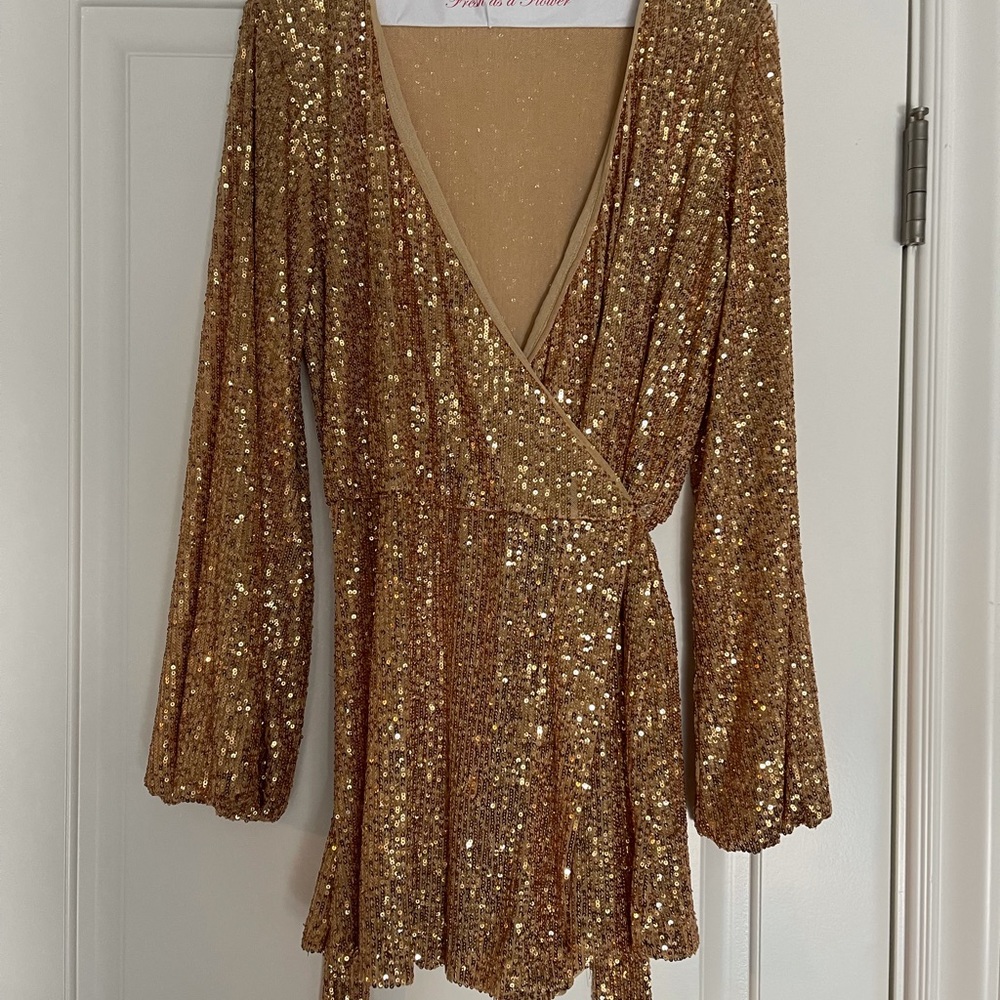 COPY - Free People Christa Sequin Long Sleeve Dress